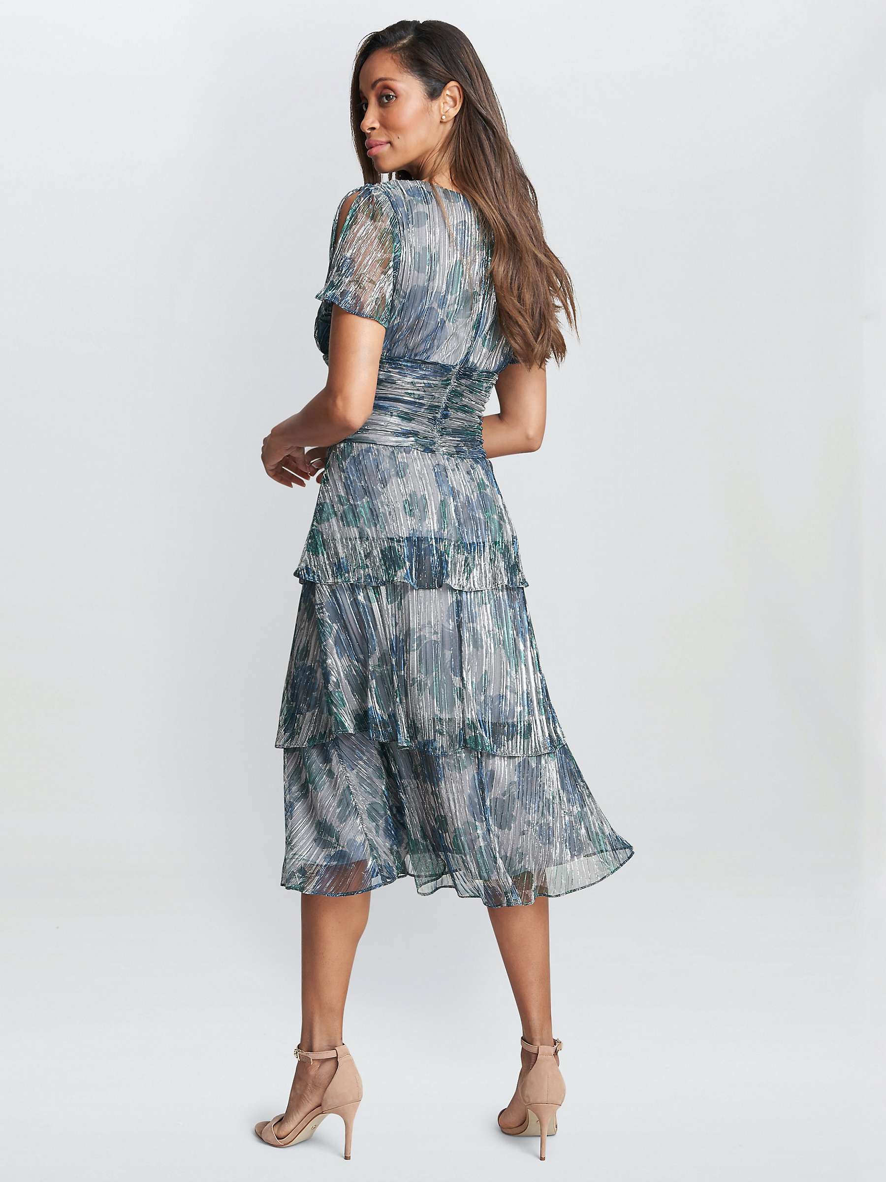 Buy Gina Bacconi June Tiered Midi Dress, Blue Online at johnlewis.com