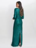 Gina Bacconi Jacynda Sequin Wrap Dress, Emerald