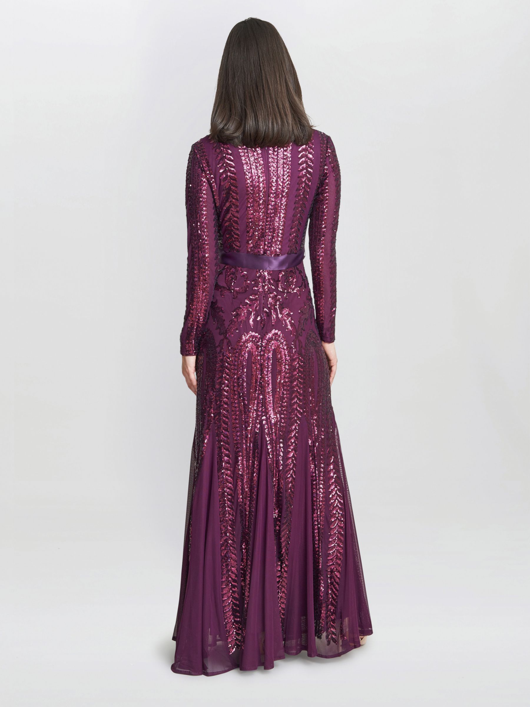 Buy Gina Bacconi Gwen Sequined Gown, Burgundy Online at johnlewis.com