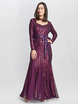Gina Bacconi Gwen Sequined Gown, Burgundy