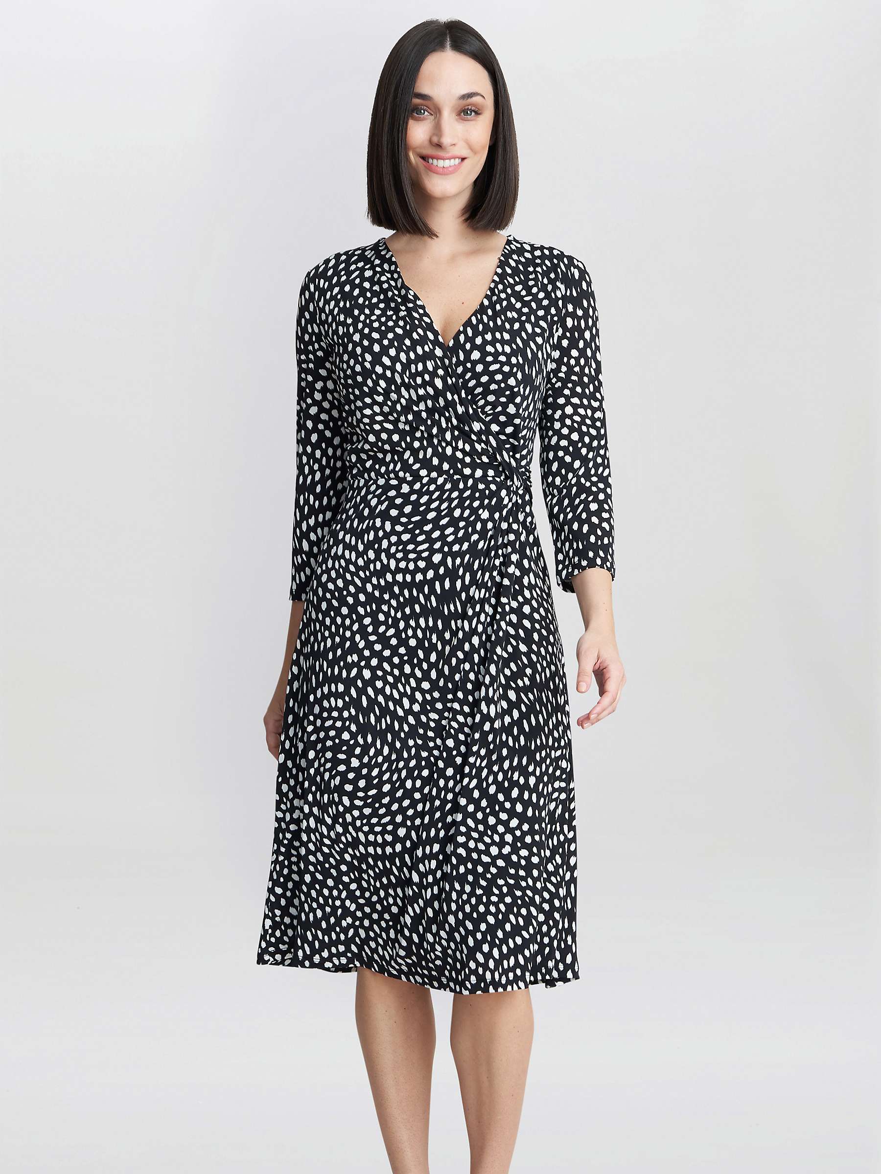 Buy Gina Bacconi Camilla Wrap Dress, Black/Offwhite Online at johnlewis.com