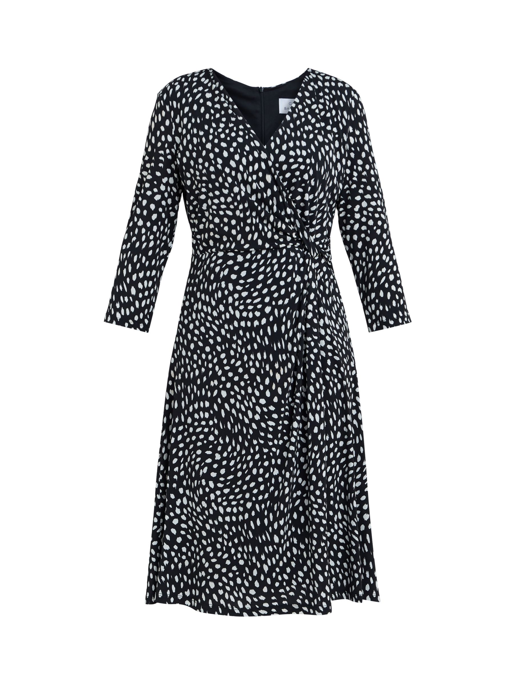 Gina Bacconi Camilla Wrap Dress, Black/Offwhite at John Lewis & Partners