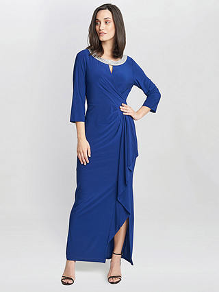 Gina Bacconi Delilah Embellished A-Line Maxi Dress, Royal