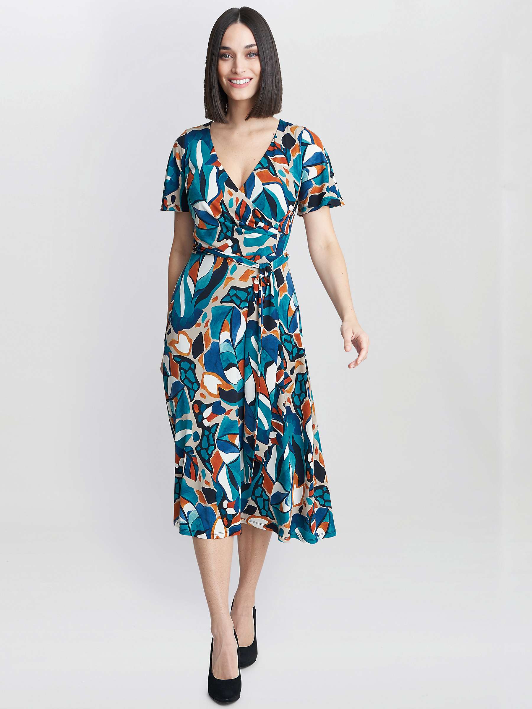 Buy Gina Bacconi Eloise Dress, Turquoise/Beige Online at johnlewis.com