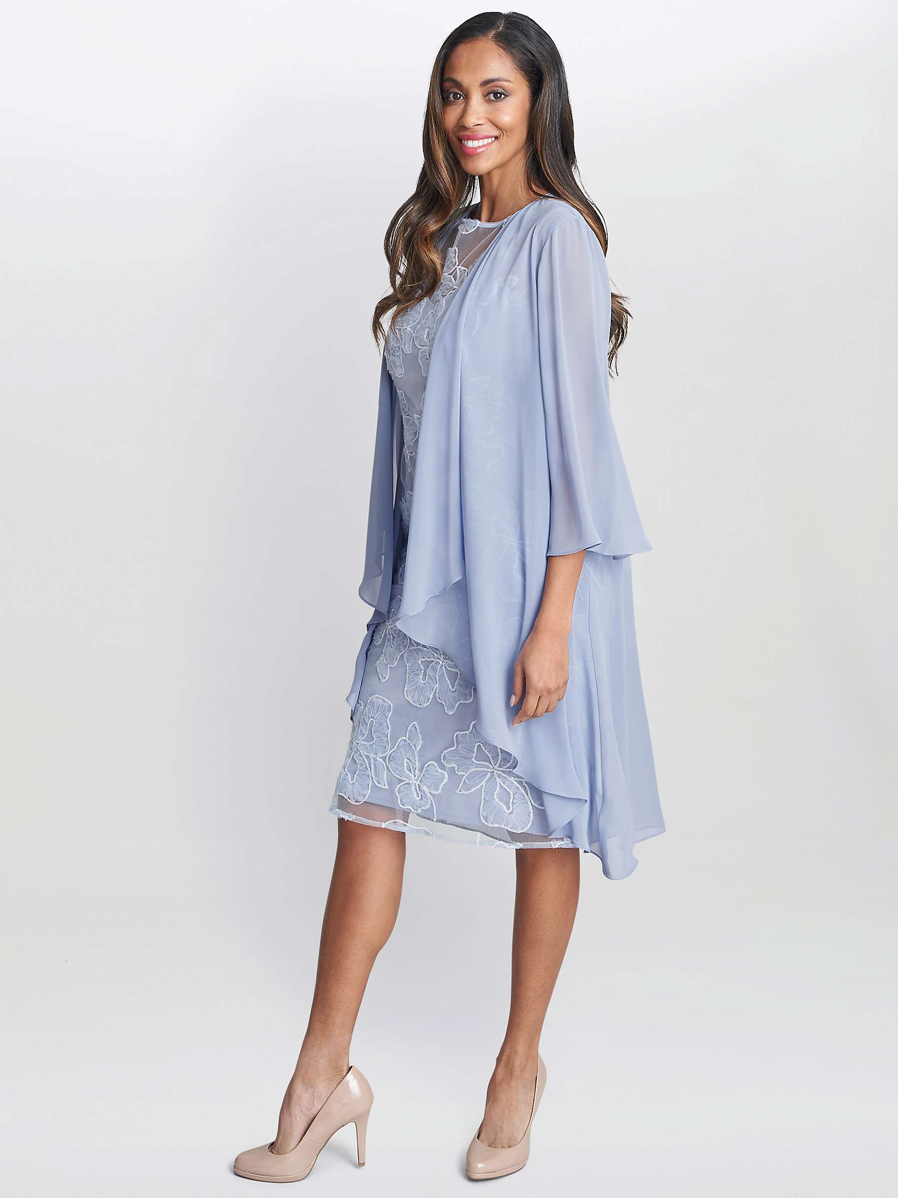 Buy Gina Bacconi Elia Embroidered Dress with Chiffon Jacket, Hydrangea Online at johnlewis.com