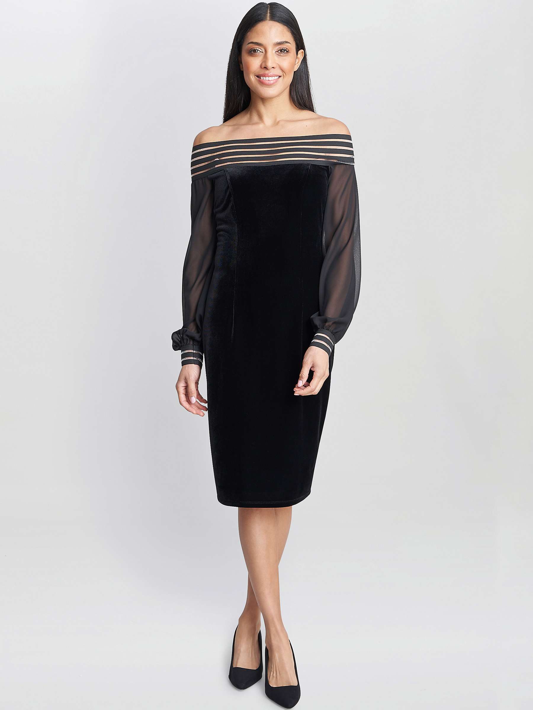 Buy Gina Bacconi Taylor Velvet Off The Shoulder Dress, Black Online at johnlewis.com