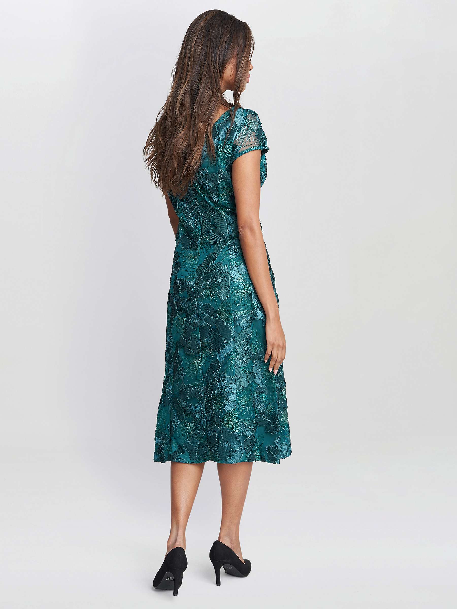 Buy Gina Bacconi Abella Illusion Jewel Floral Dress, Emerald Online at johnlewis.com