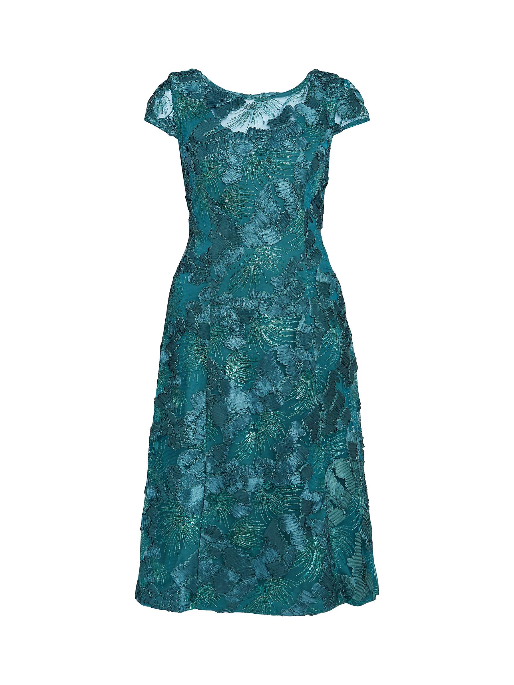 Buy Gina Bacconi Abella Illusion Jewel Floral Dress, Emerald Online at johnlewis.com