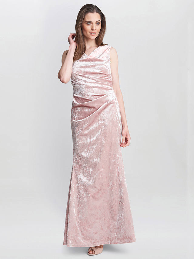 Gina Bacconi Talia Crushed Velvet Maxi Dress, Pink