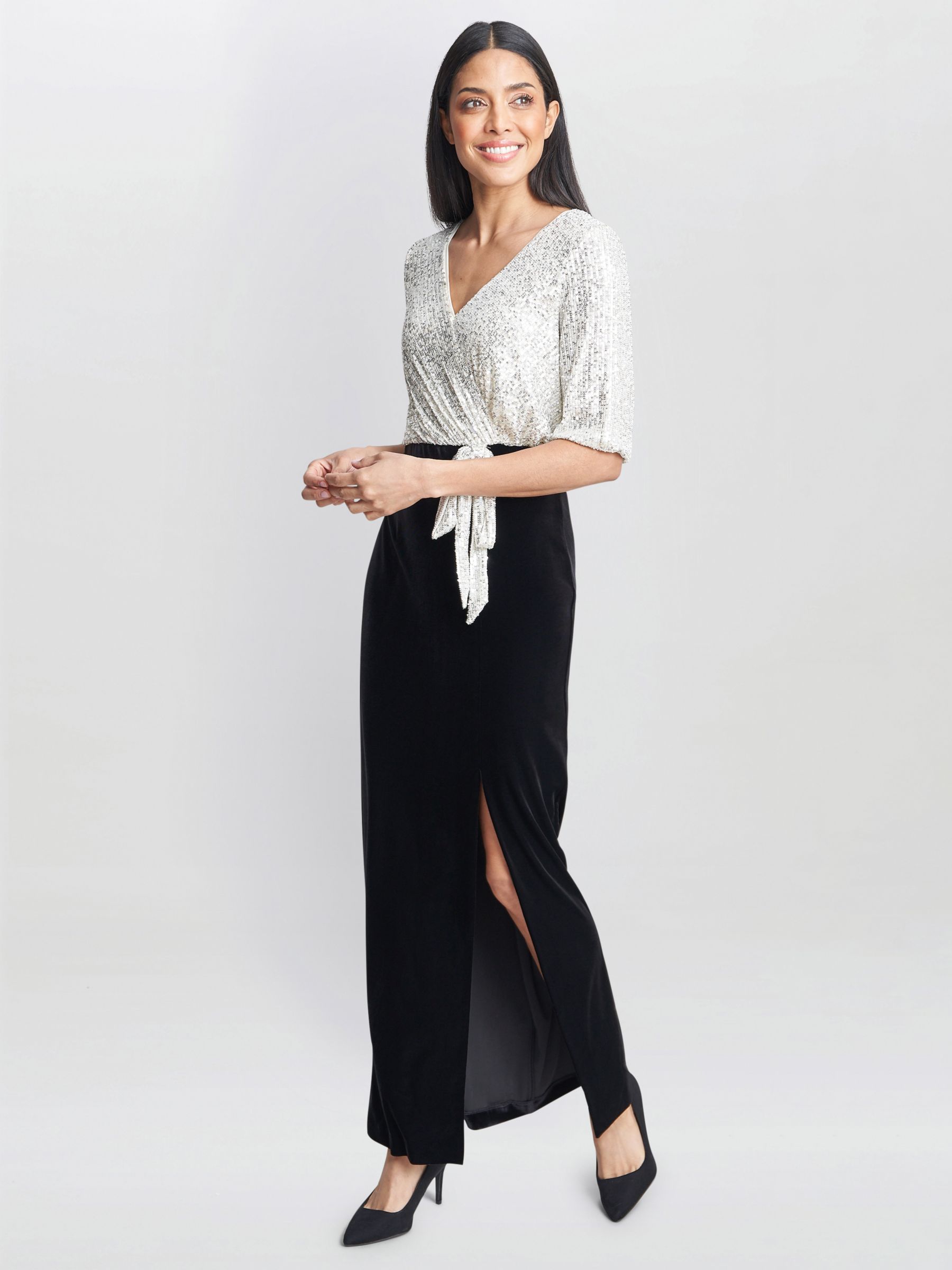 Buy Gina Bacconi Matilyn Sequin Maxi Dress, Black/Ivory Online at johnlewis.com
