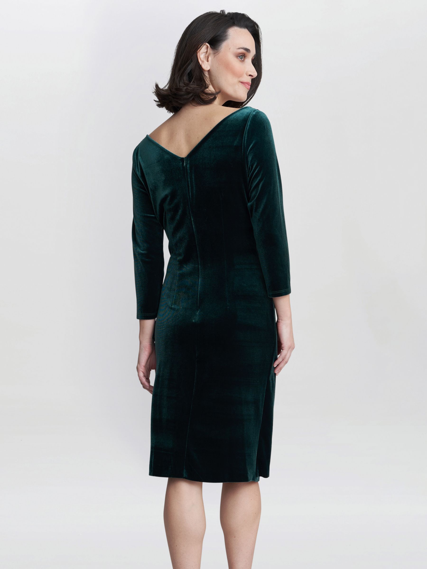 Gina Bacconi Zoe Velvet Wrap Dress, Green at John Lewis & Partners