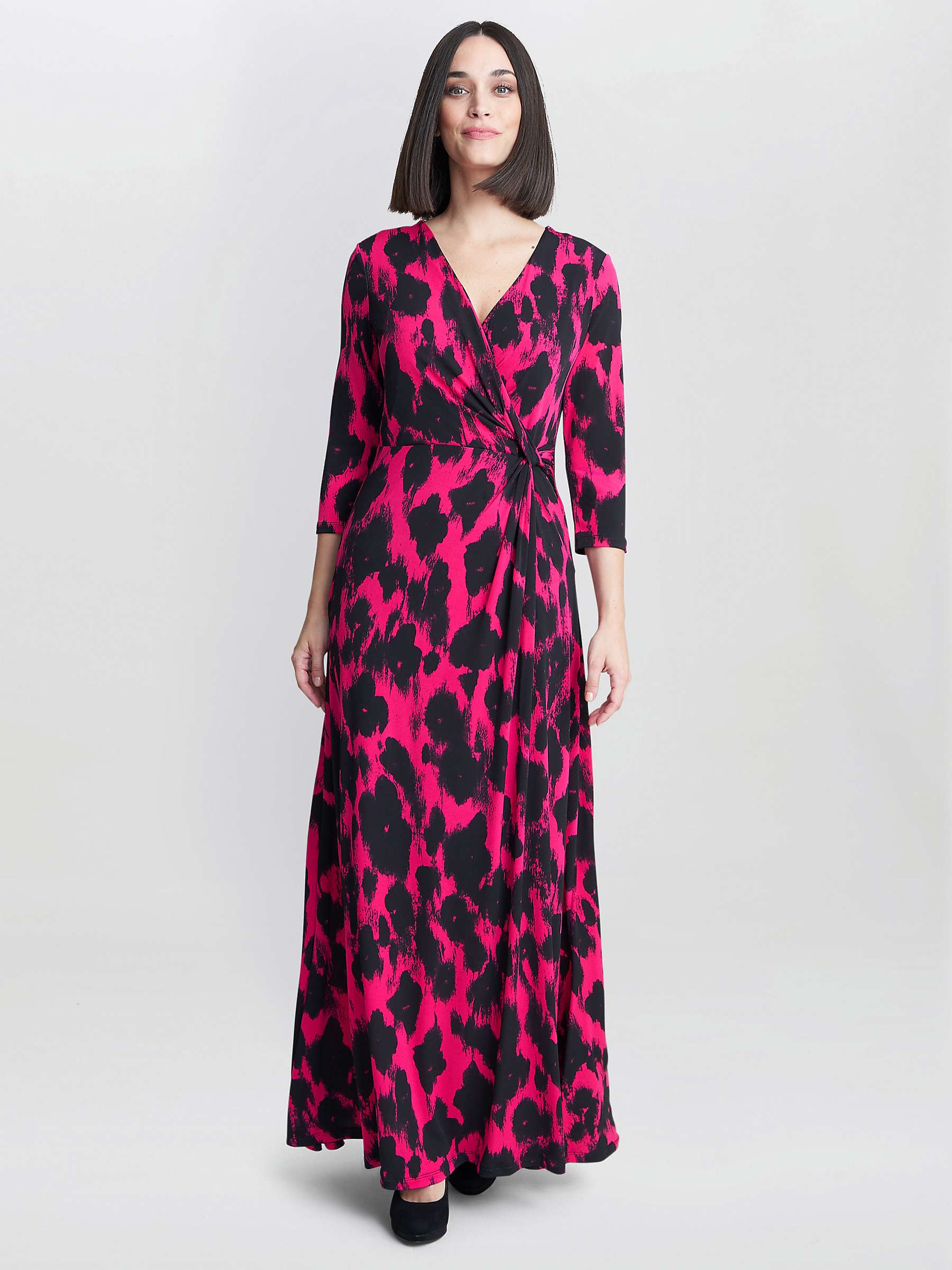 Buy Gina Bacconi Debra Wrap Maxi Dress, Black/Pink Online at johnlewis.com