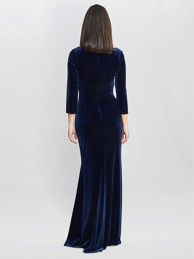 Gina Bacconi Sophie Velvet Maxi Dress, Navy at John Lewis & Partners