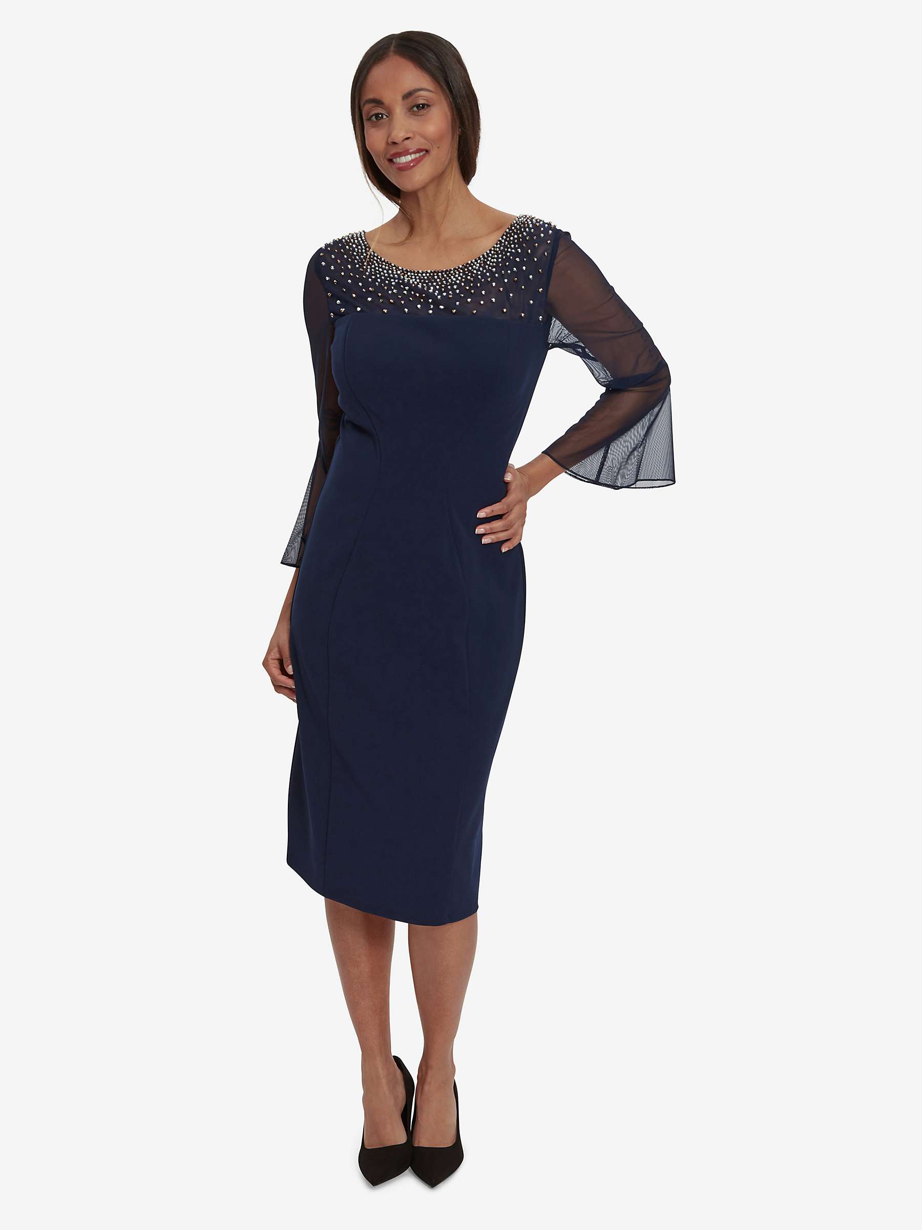 Buy Gina Bacconi Maurine Beaded Dress, Navy/Silver Online at johnlewis.com