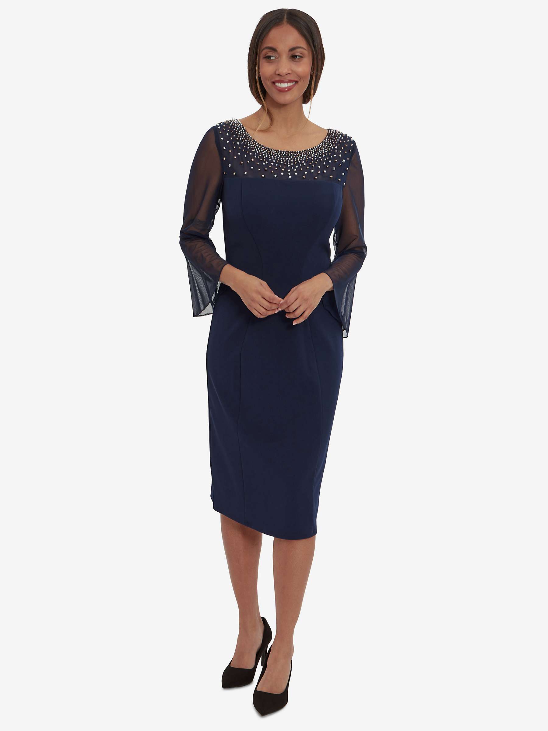 Buy Gina Bacconi Maurine Beaded Dress, Navy/Silver Online at johnlewis.com
