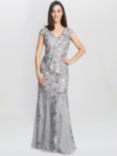 Gina Bacconi Caitlin Sequin Fit And Flare Gown, Silver