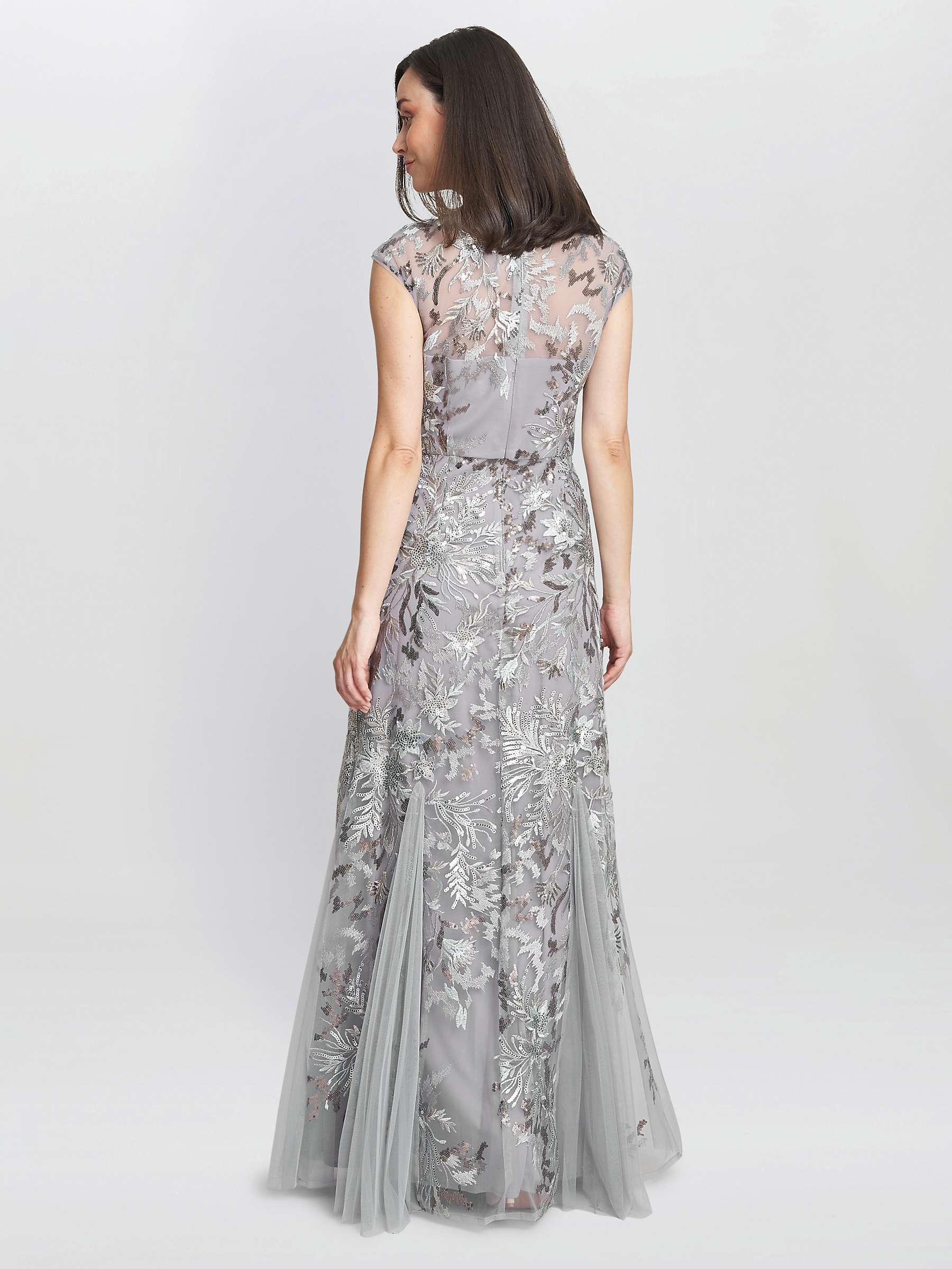 Buy Gina Bacconi Caitlin Sequin Fit And Flare Gown, Silver Online at johnlewis.com