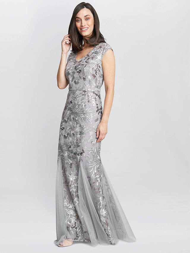 Gina Bacconi Caitlin Sequin Fit And Flare Gown, Silver