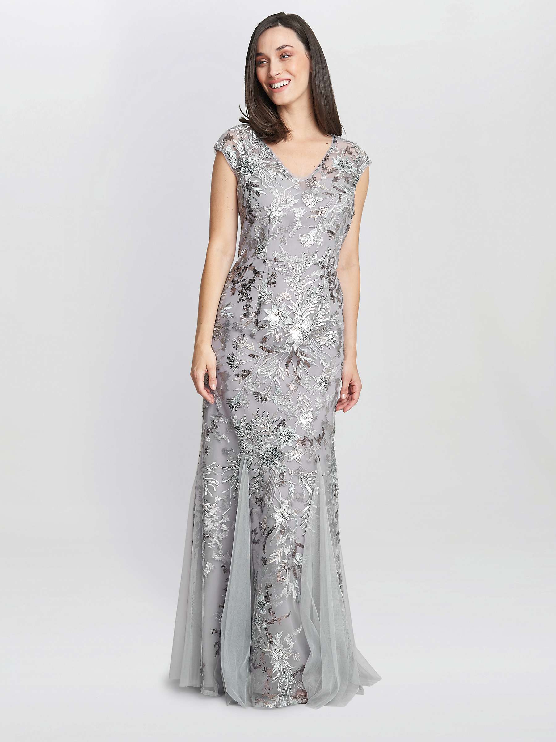 Buy Gina Bacconi Caitlin Sequin Fit And Flare Gown, Silver Online at johnlewis.com