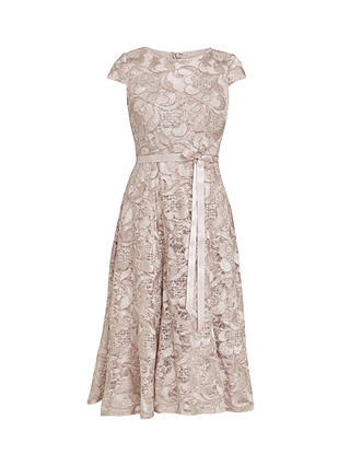 Gina Bacconi Evita Jewel Embroidered Midi Dress, Champagne