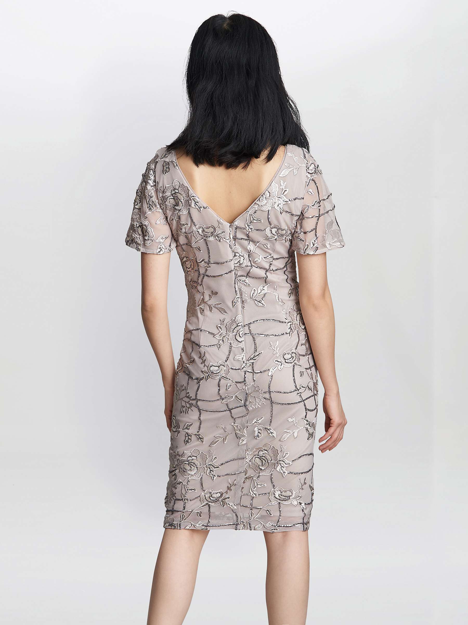 Buy Gina Bacconi Claire Embroidered Shift Dress, Taupe Online at johnlewis.com