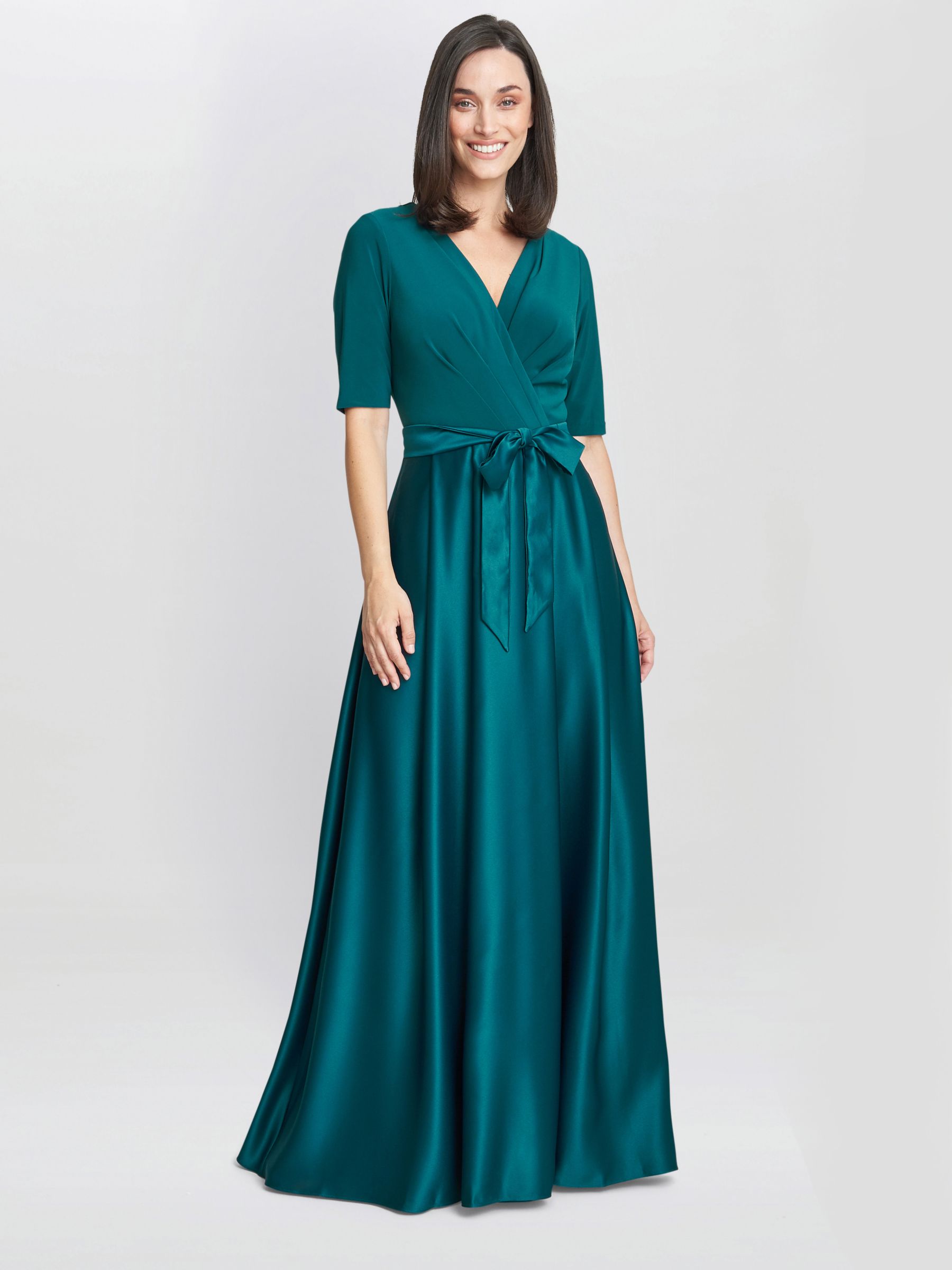 Gina Bacconi Luna Satin Skirt Maxi Dress, Emerald at John Lewis & Partners