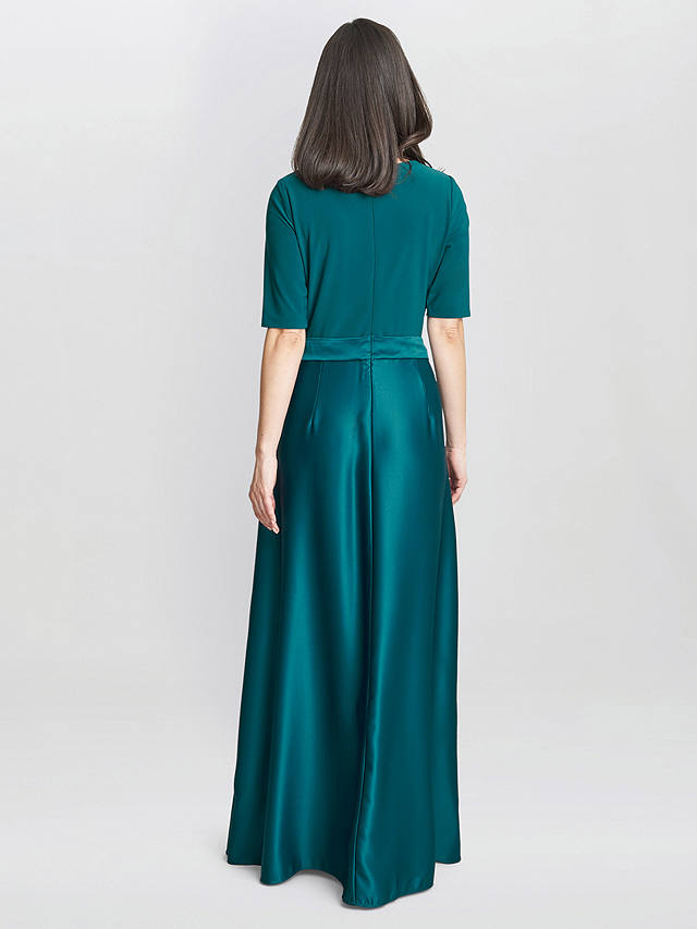 Gina Bacconi Luna Satin Skirt Maxi Dress, Emerald