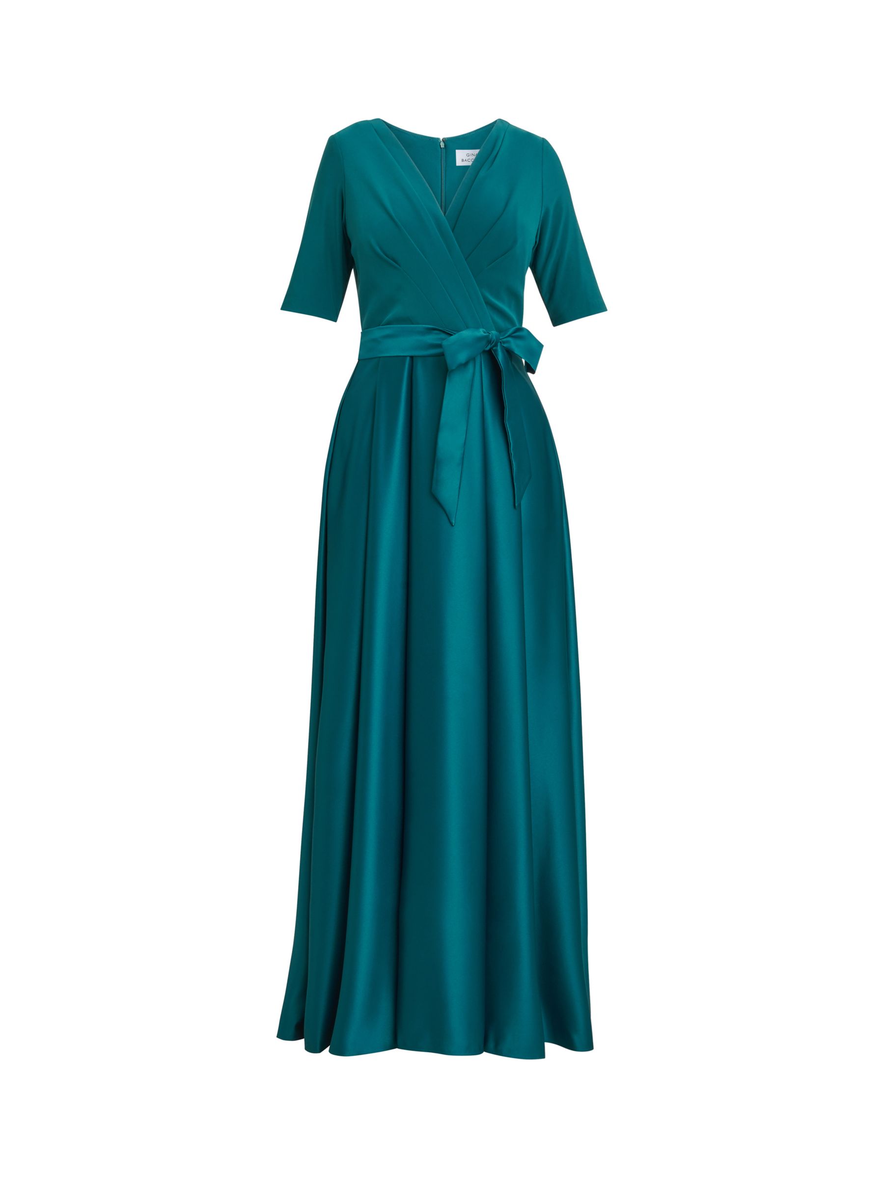 Gina Bacconi Luna Satin Skirt Maxi Dress, Emerald