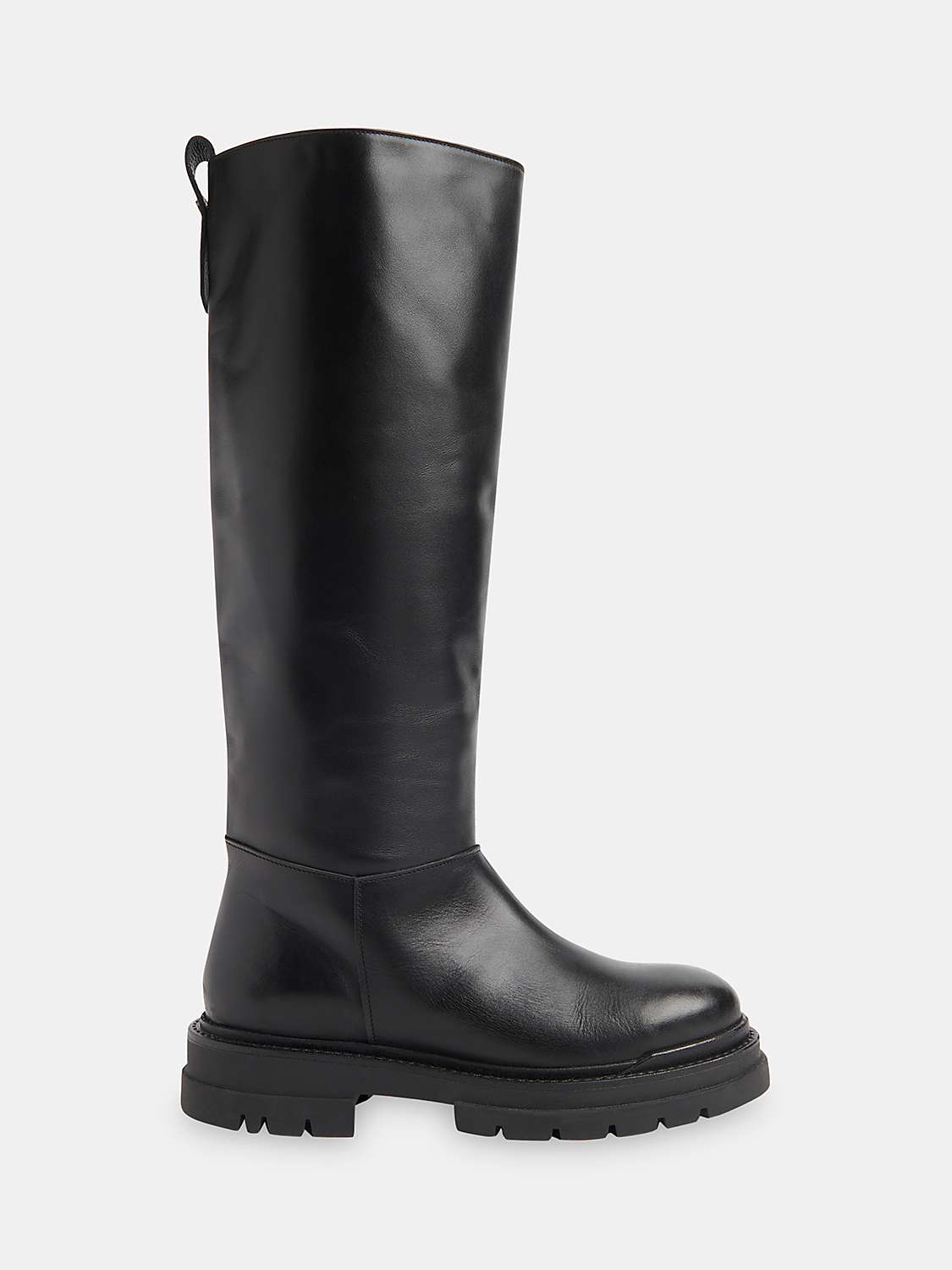 Buy Whistles Maceo Lug Sole Leather Knee High Boots, Black Online at johnlewis.com