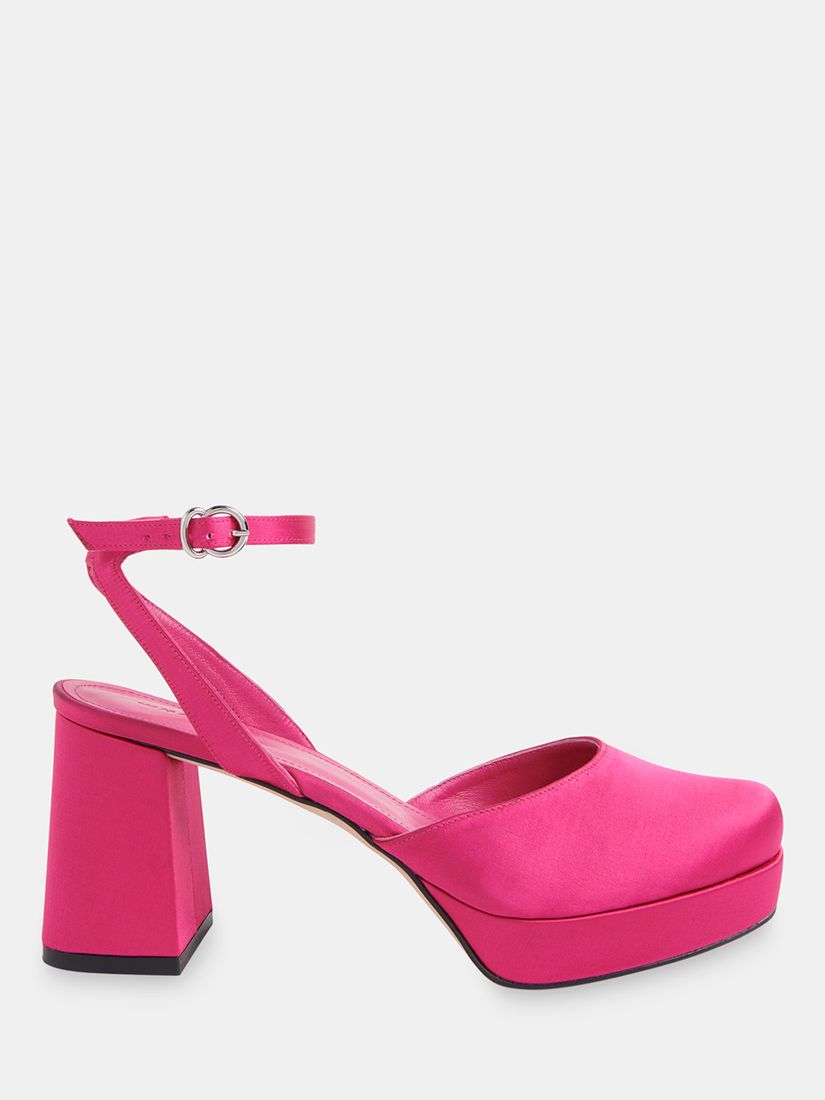 Whistles Estella Satin Platform Shoes, Pink at John Lewis & Partners