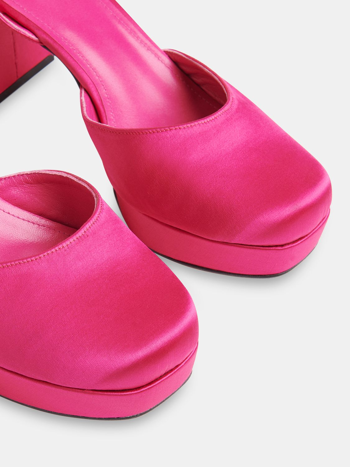 Whistles Estella Satin Platform Shoes, Pink, 3