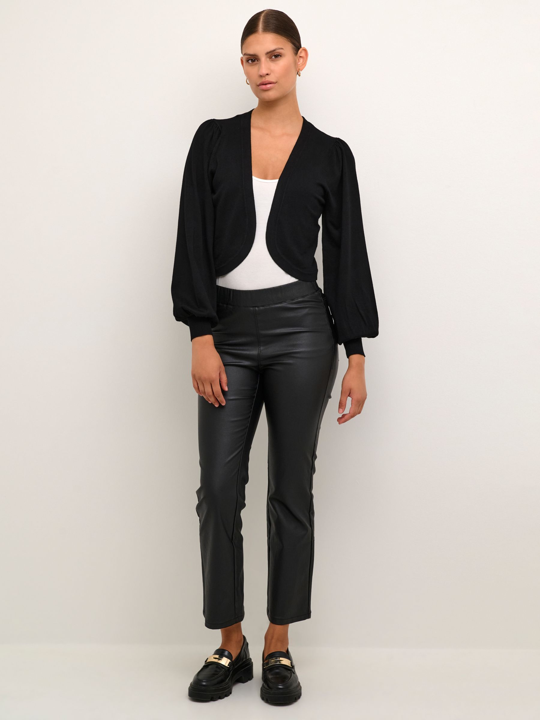 Buy KAFFE Astrid Puff Sleeve Bolero Cardigan, Black Online at johnlewis.com