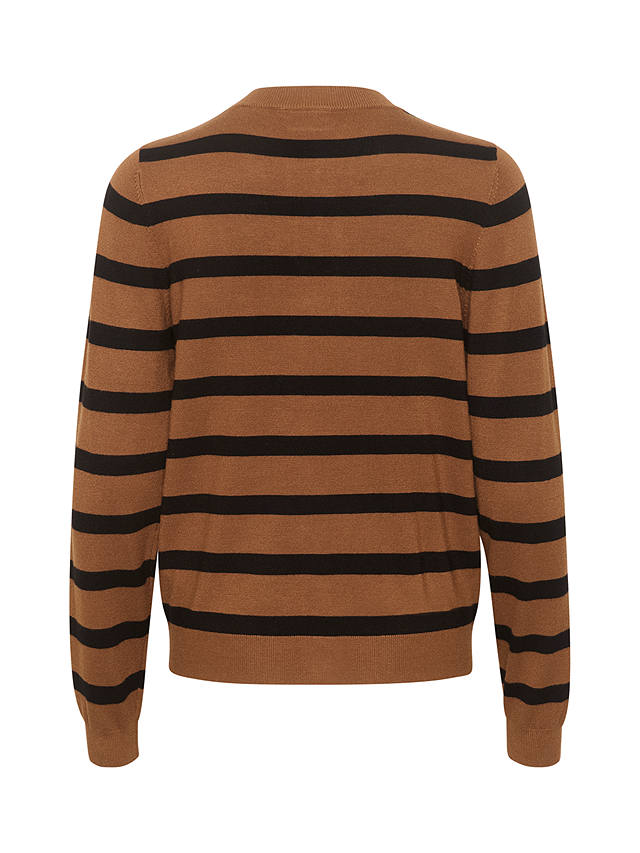 KAFFE Mala Knit Cardigan, Brown/Black Stripe