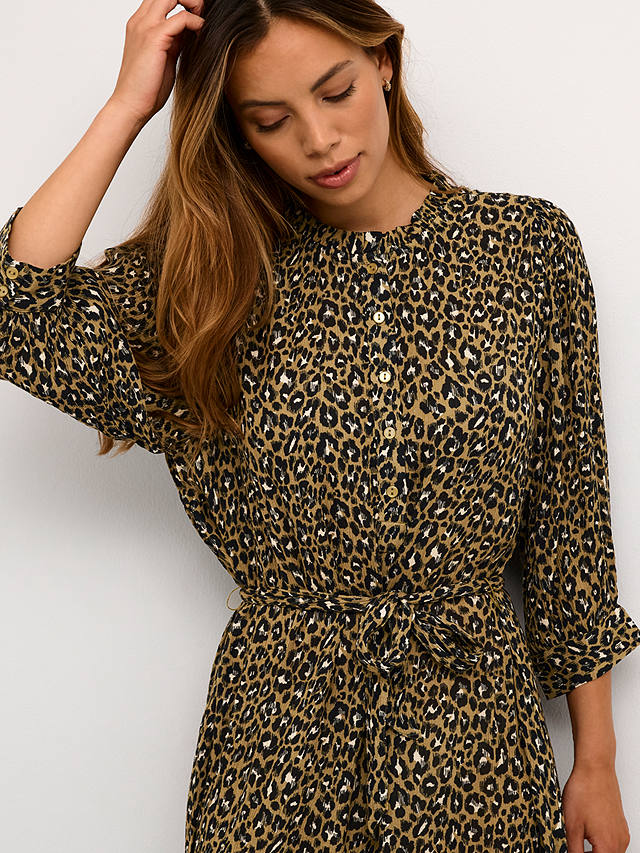 KAFFE Vibeke Leopard Print Knee Length Dress, Brown/Black