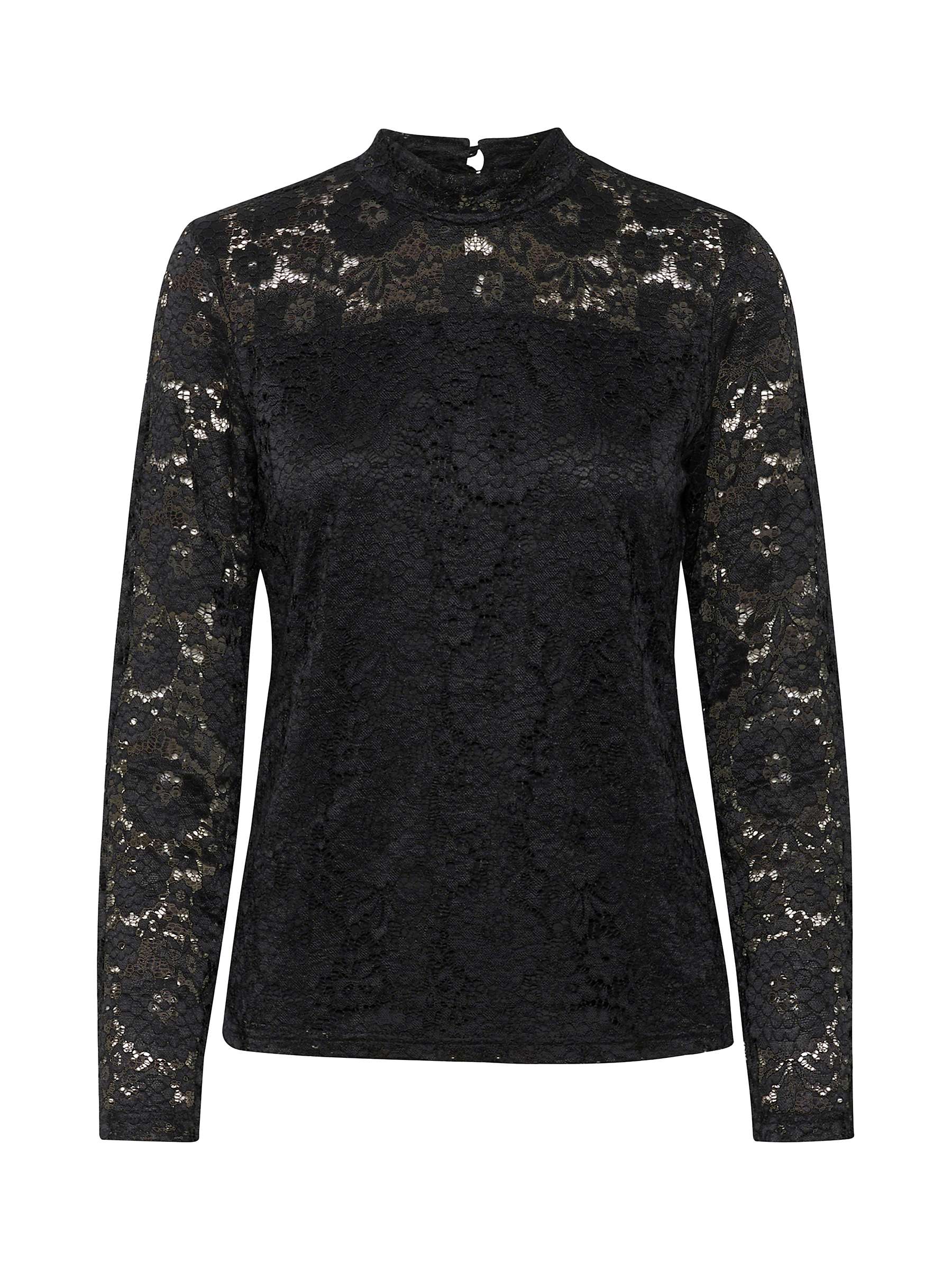 Buy KAFFE Elga Lace Long Sleeve Top, Black Online at johnlewis.com