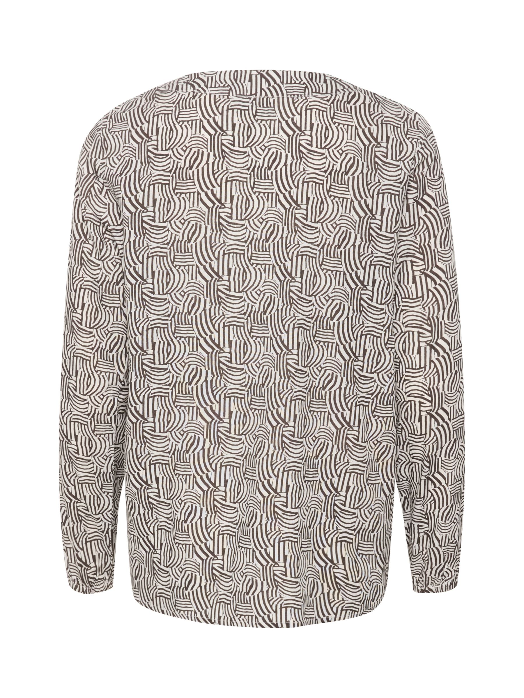 Buy KAFFE Jane V-Neck Abstract Print Blouse, Brown/Chalk Online at johnlewis.com