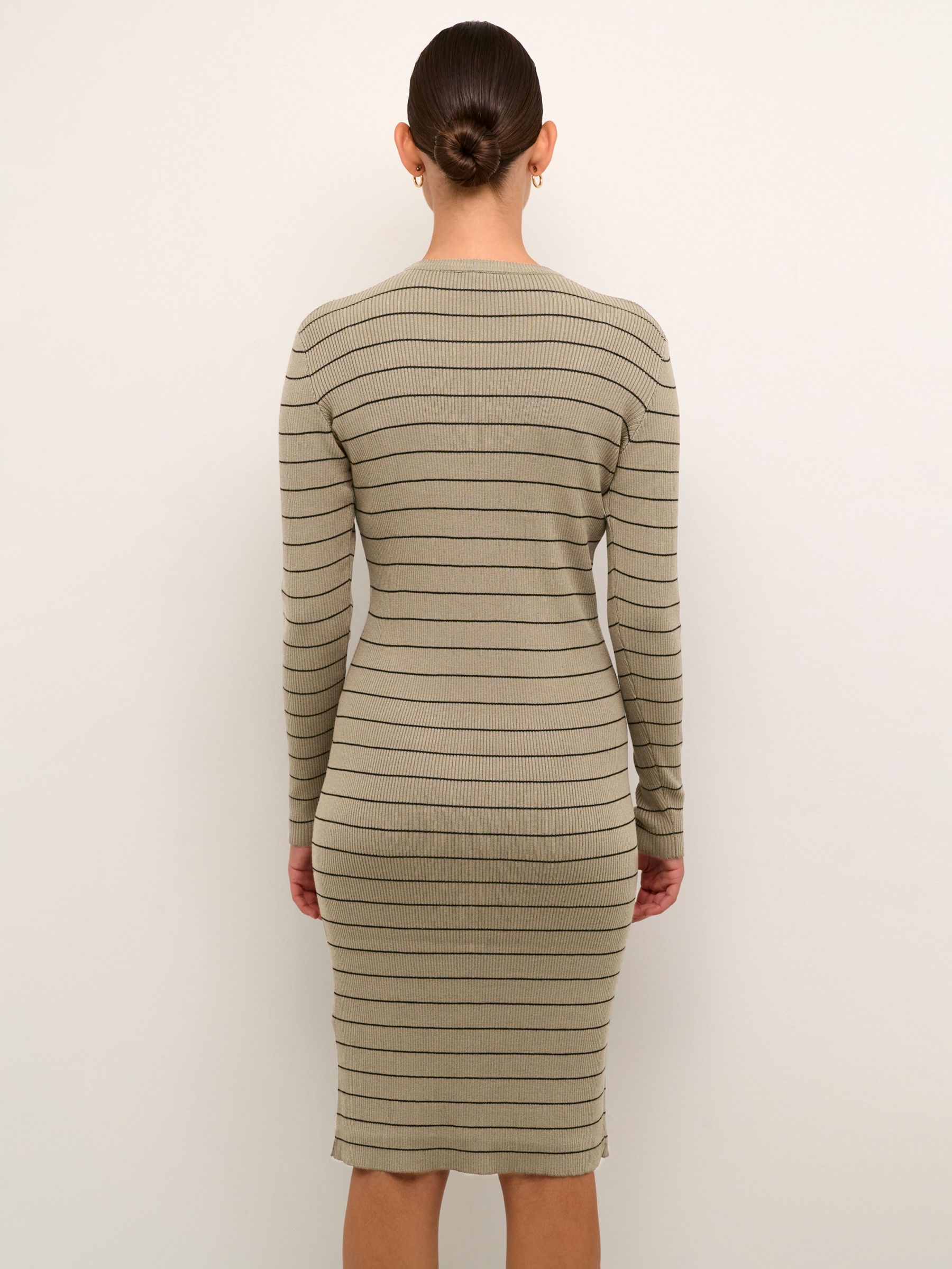 Buy KAFFE Ellen Stripe Rib Dress, Brindle/Black Online at johnlewis.com