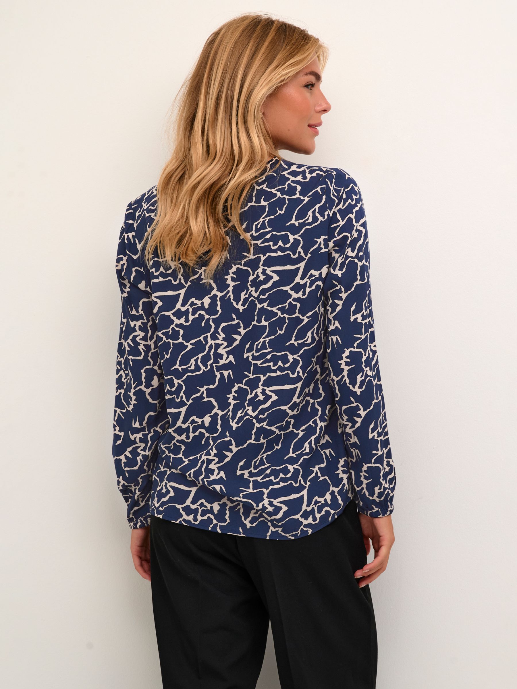 Buy KAFFE Janne Feather Print Blouse, Midnight Online at johnlewis.com