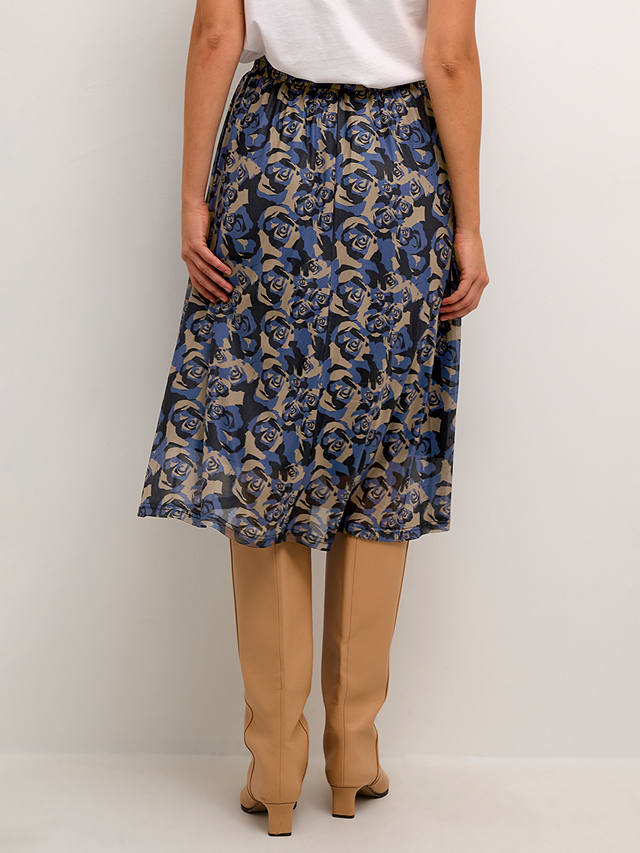 KAFFE Ellie Mesh Midi Skirt, Black/Blue
