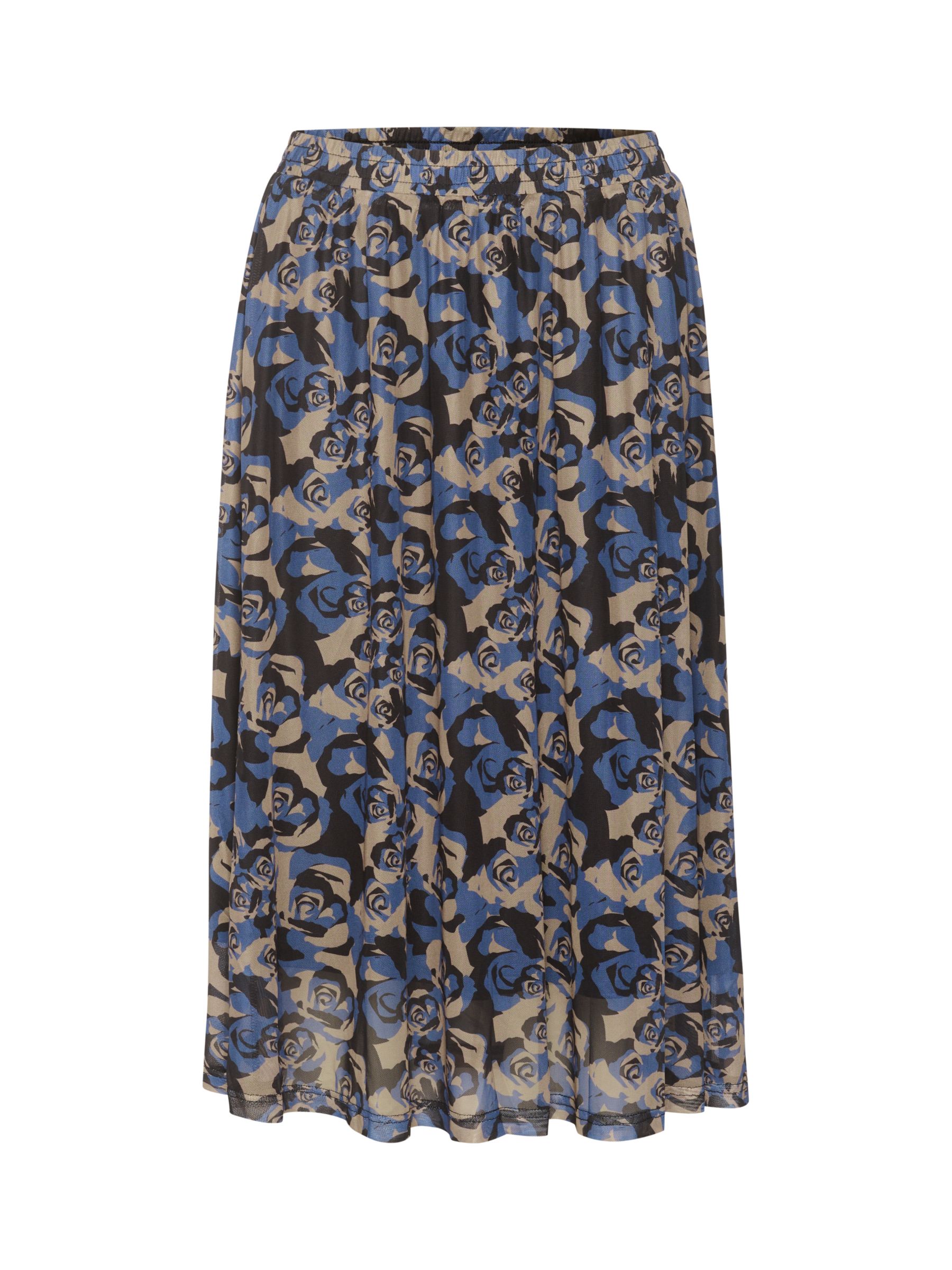 KAFFE Ellie Mesh Midi Skirt, Black/Blue at John Lewis & Partners