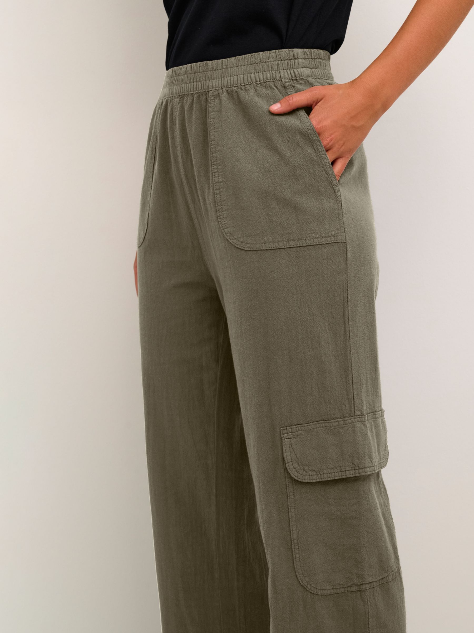 Buy KAFFE Naya Elastic Waist Cargo Trousers, Grape Leaf Online at johnlewis.com