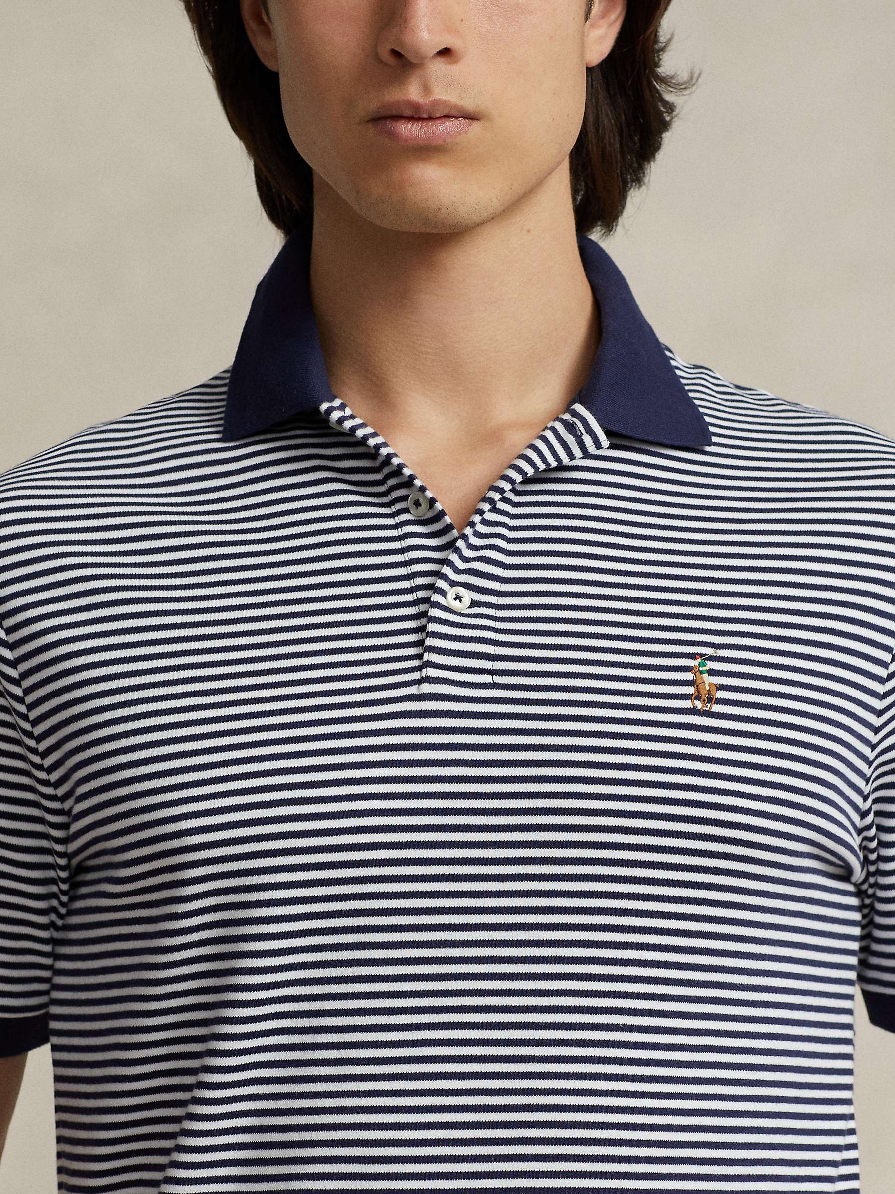Buy Polo Ralph Lauren Short Sleeve Striped Polo Shirt, Refined Navy/White Online at johnlewis.com