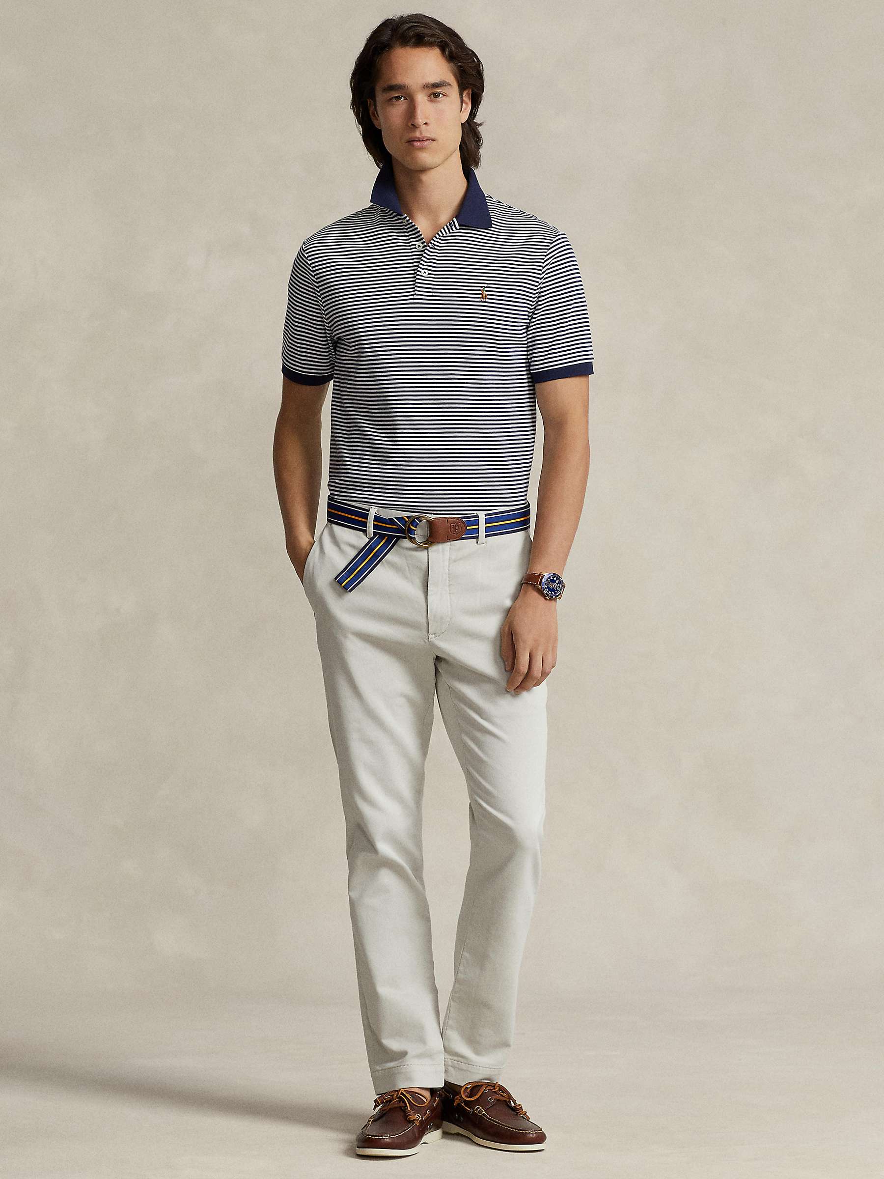 Buy Polo Ralph Lauren Short Sleeve Striped Polo Shirt, Refined Navy/White Online at johnlewis.com