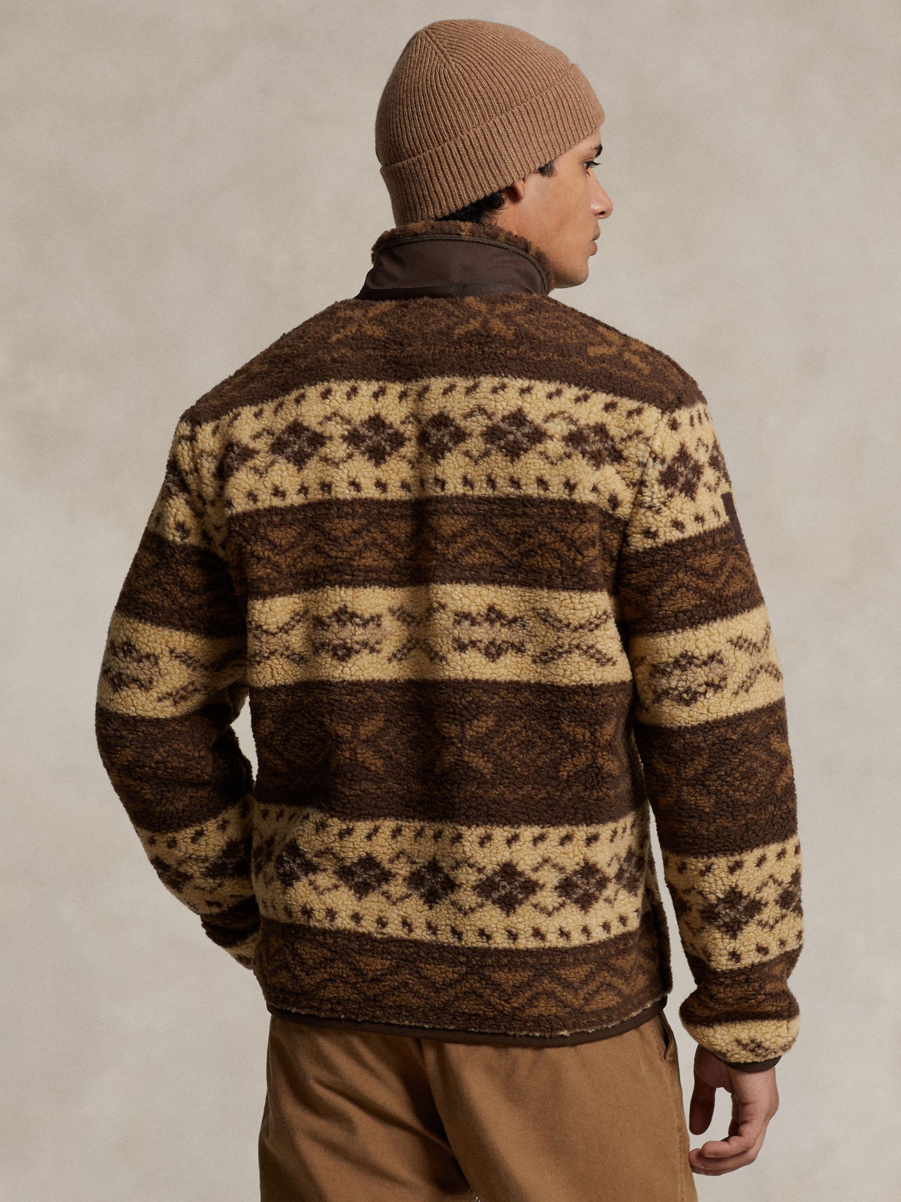 Buy Polo Ralph Lauren Patterned Hybrid Fleece, Dark Beech Online at johnlewis.com