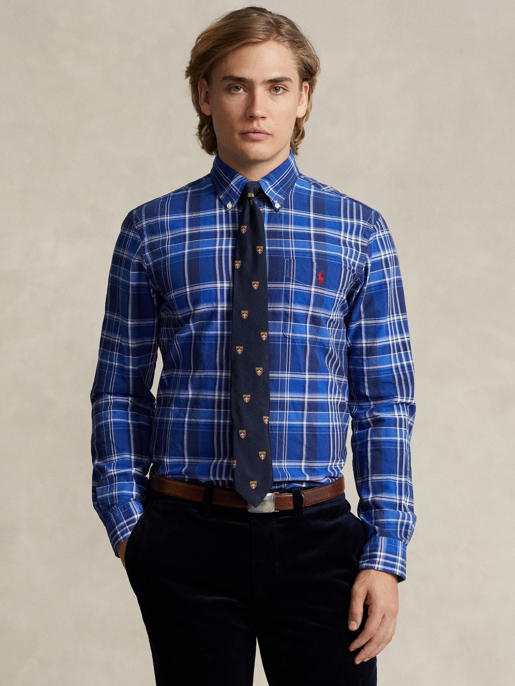 Ralph Lauren Polo Ralph Lauren Check Long Sleeve Cotton Shirt, Blue/Multi, S