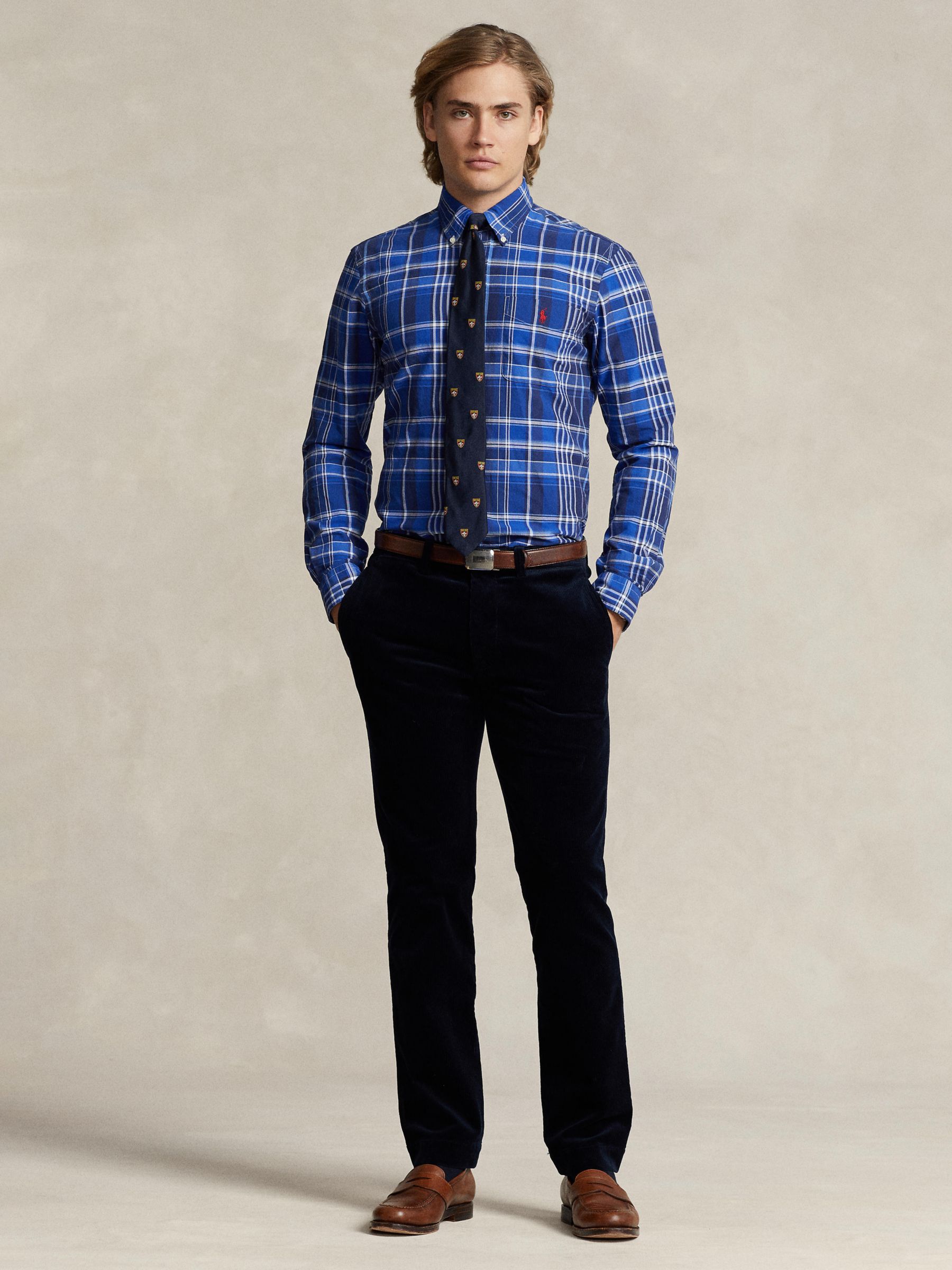 Ralph Lauren Polo Ralph Lauren Check Long Sleeve Cotton Shirt, Blue/Multi, S
