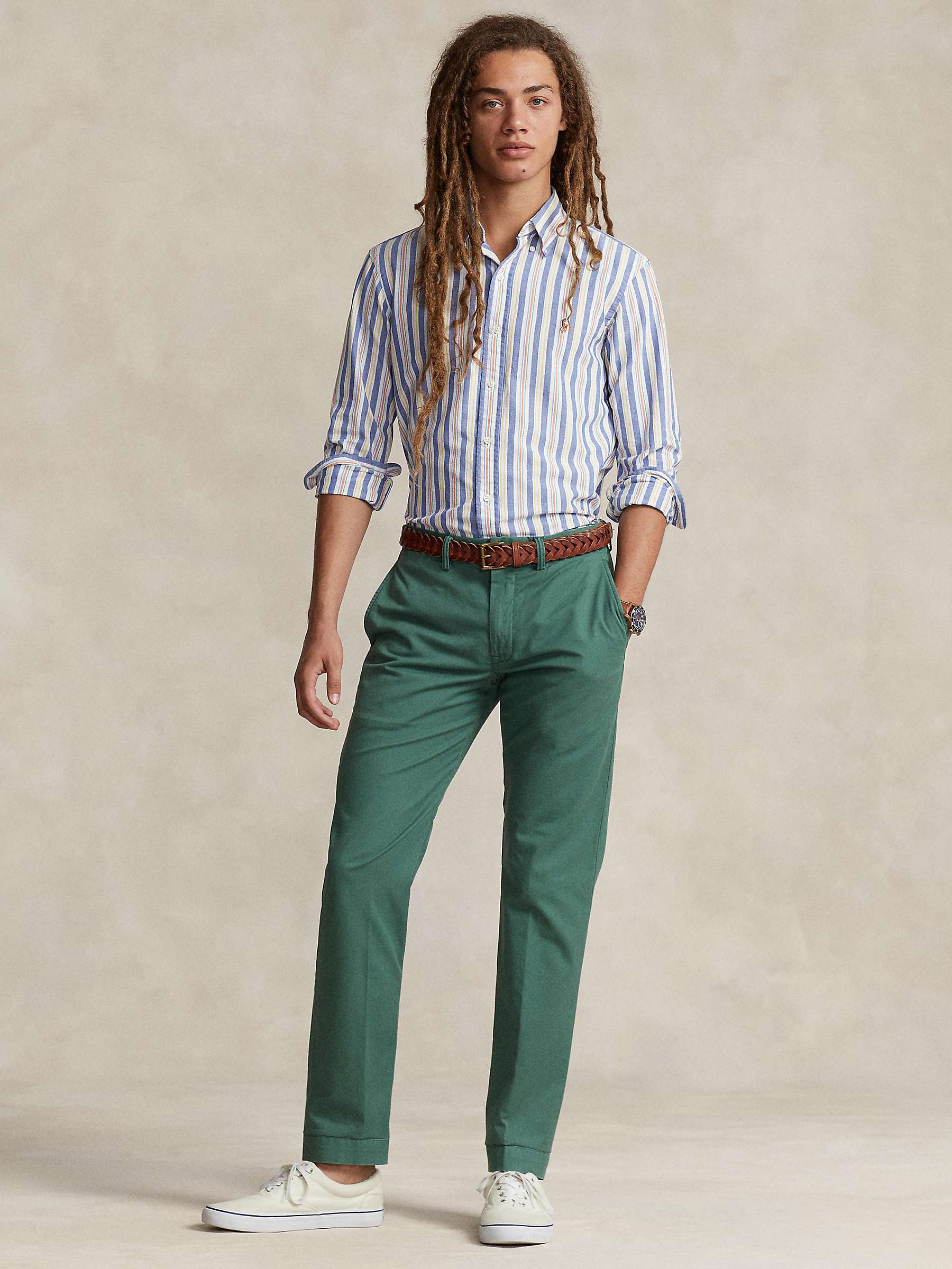 Buy Polo Ralph Lauren Custom Fit Stripe Oxford Shirt, Blue/Multi Online at johnlewis.com