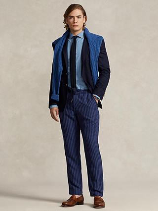 Polo Ralph Lauren Prepster Striped Linen Blend Trousers, Navy Pinstripe
