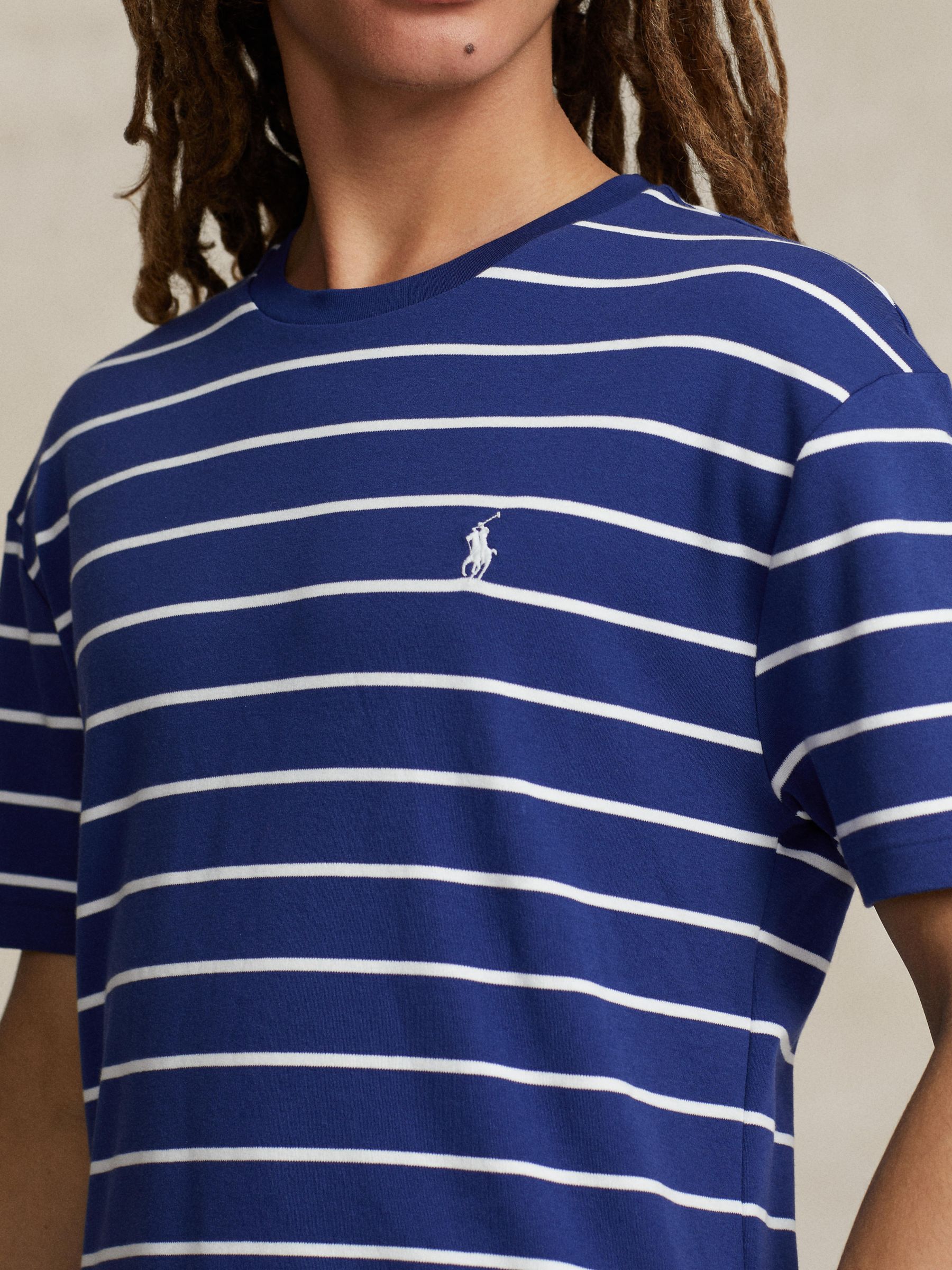 Polo Ralph Lauren Cotton Striped T-Shirt, Fall Royal/White, S