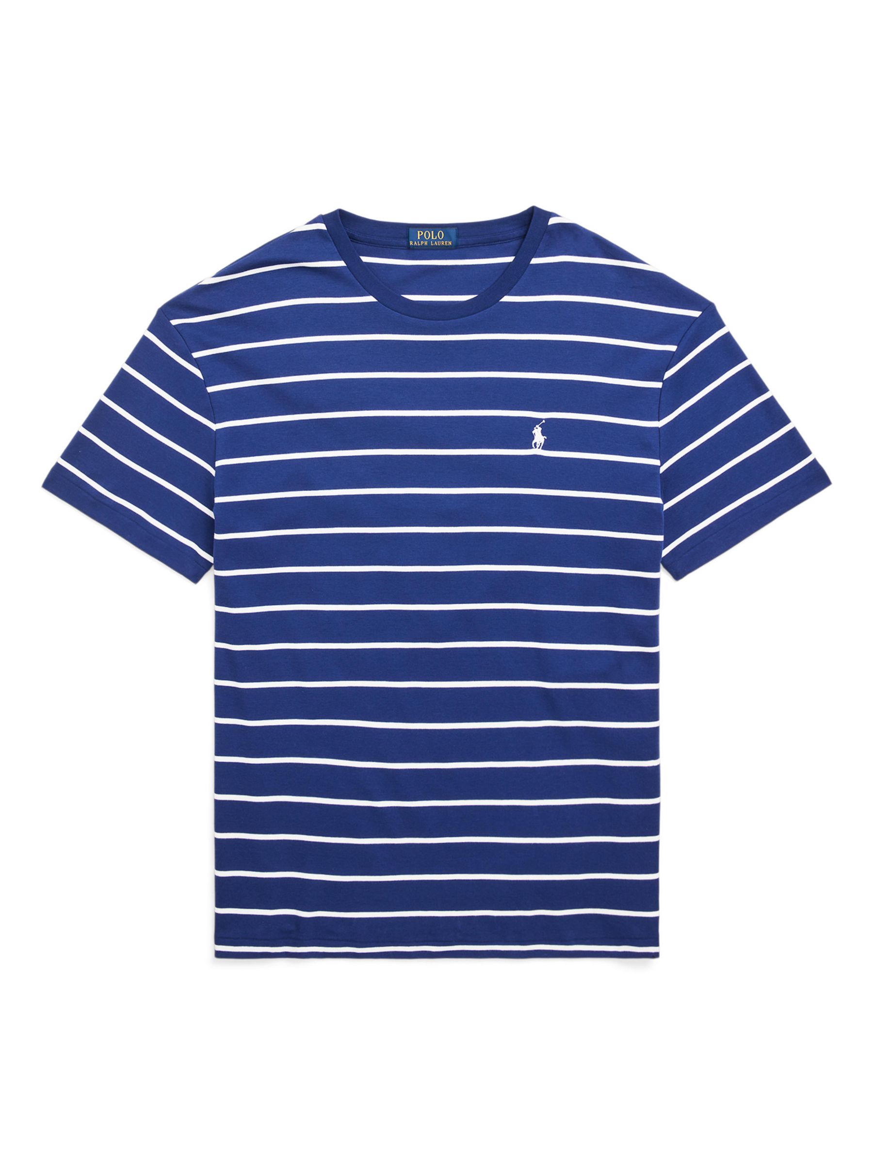 Polo Ralph Lauren Cotton Striped T-Shirt, Fall Royal/White at John ...